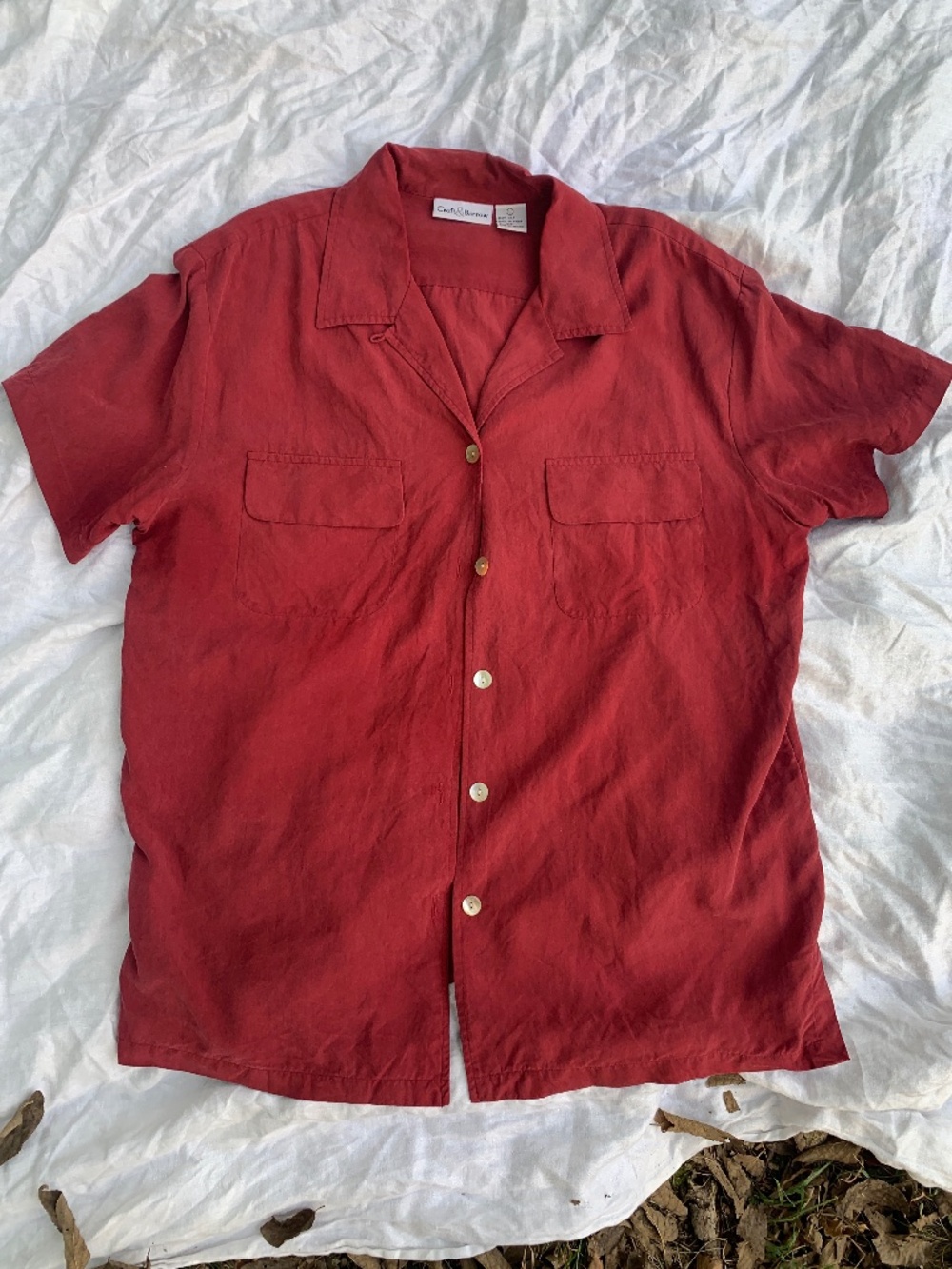 Silk Croft and Borrow resort layering button down top, granola autumn style